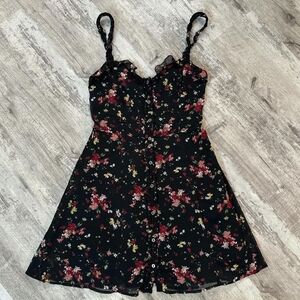 Abercrombie & Fitch Black Dress with Red Floral Pattern